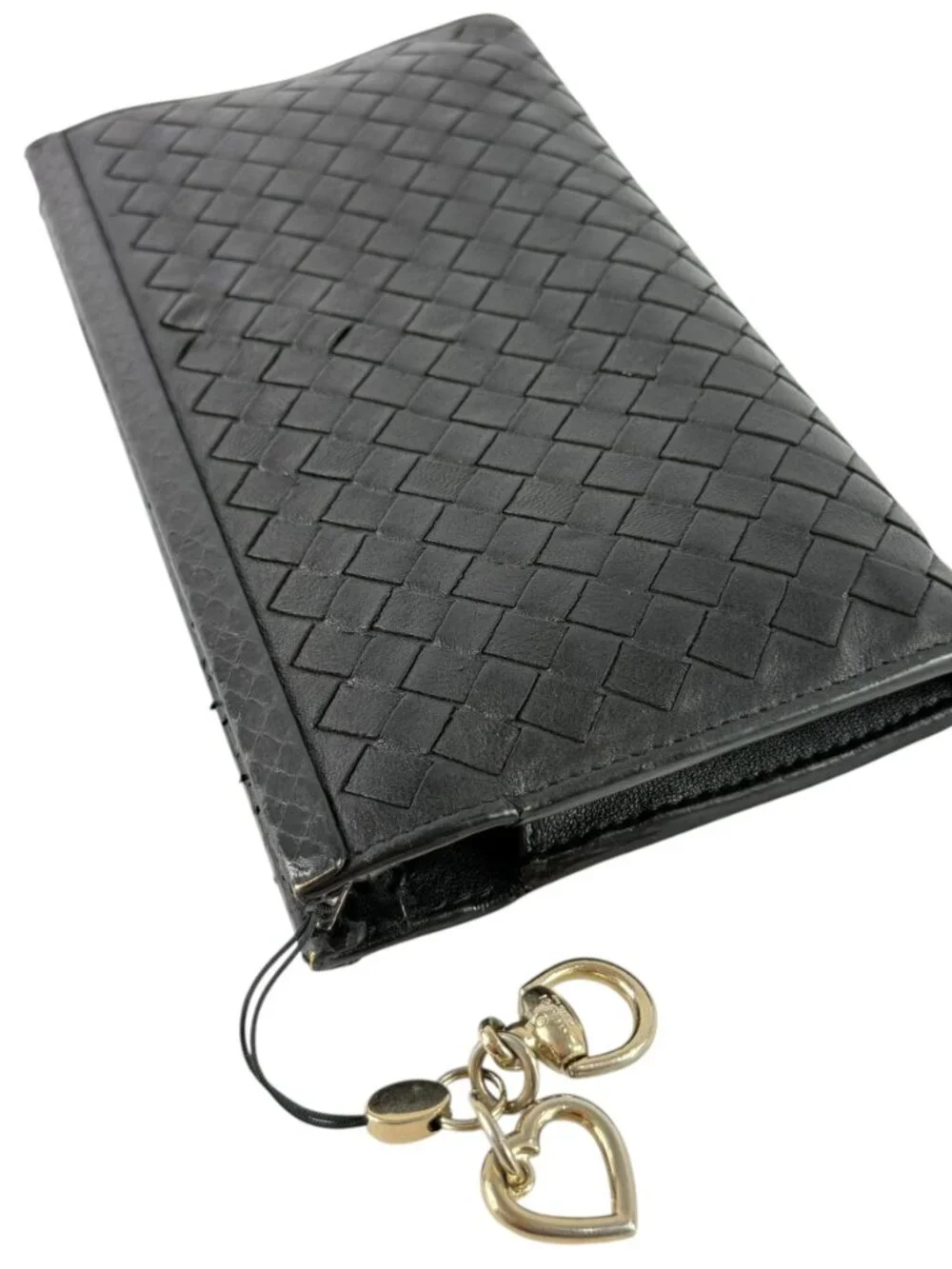 BOTTEGA VENETA Intrecciato Woven Black Leather Long Wallet Made in Italy
